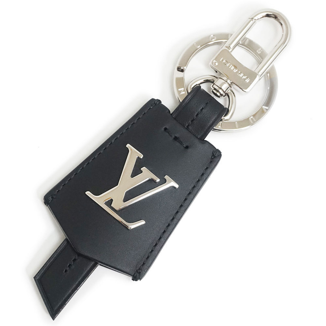 ルイ ヴィトン キーホルダー LV クロッシュ クレ キーリング カーフスキン レザー ブラック 黒 シルバー金具 M68020 箱付 LOUIS VUITTON（新品・未使用品）約135cmモチーフ