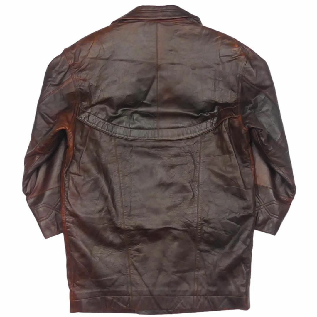 レザーPコート XL 本革 ピーコート メンズ ロングコート 茶 JJ716 メンズのジャケット/アウター(ピーコート)の商品写真