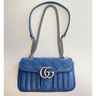 グッチ(Gucci)の新品未使用【GUCCI】GGマーモント ミニ ショルダーバッグ ブルー(ショルダーバッグ)