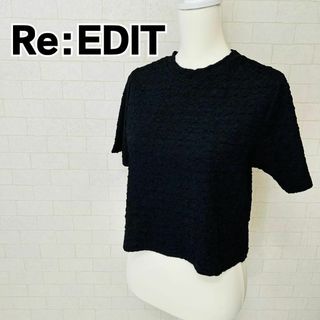 リエディ(Re:EDIT)の【美品】Re:EDIT リエディ Tシャツ ブラウス トップス ブラック M(Tシャツ(半袖/袖なし))