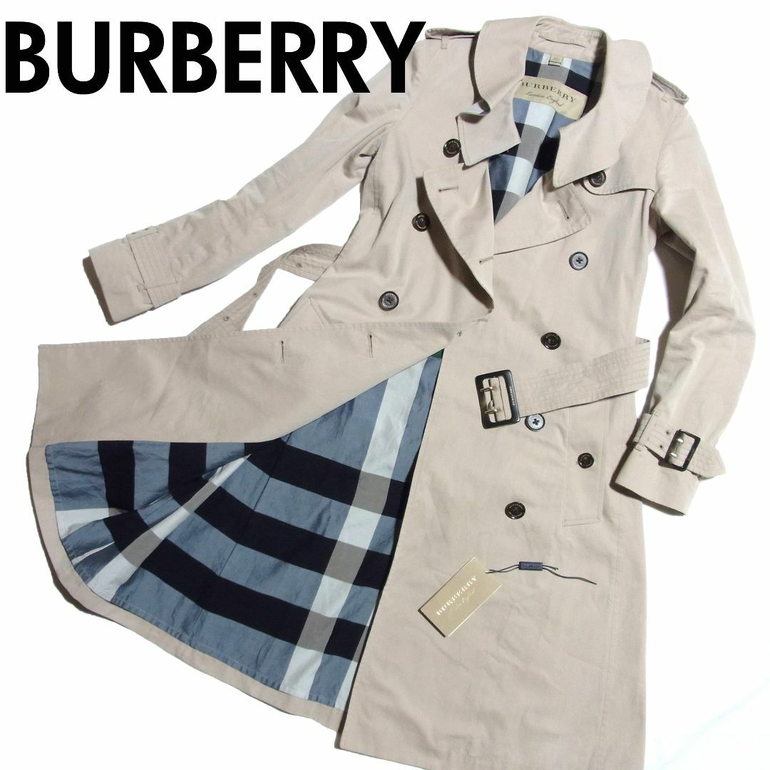 BURBERRY(バーバリー)の定価24万 バーバリー フリル トレンチコート 36 ベージュ 裏地チェック レディースのジャケット/アウター(トレンチコート)の商品写真