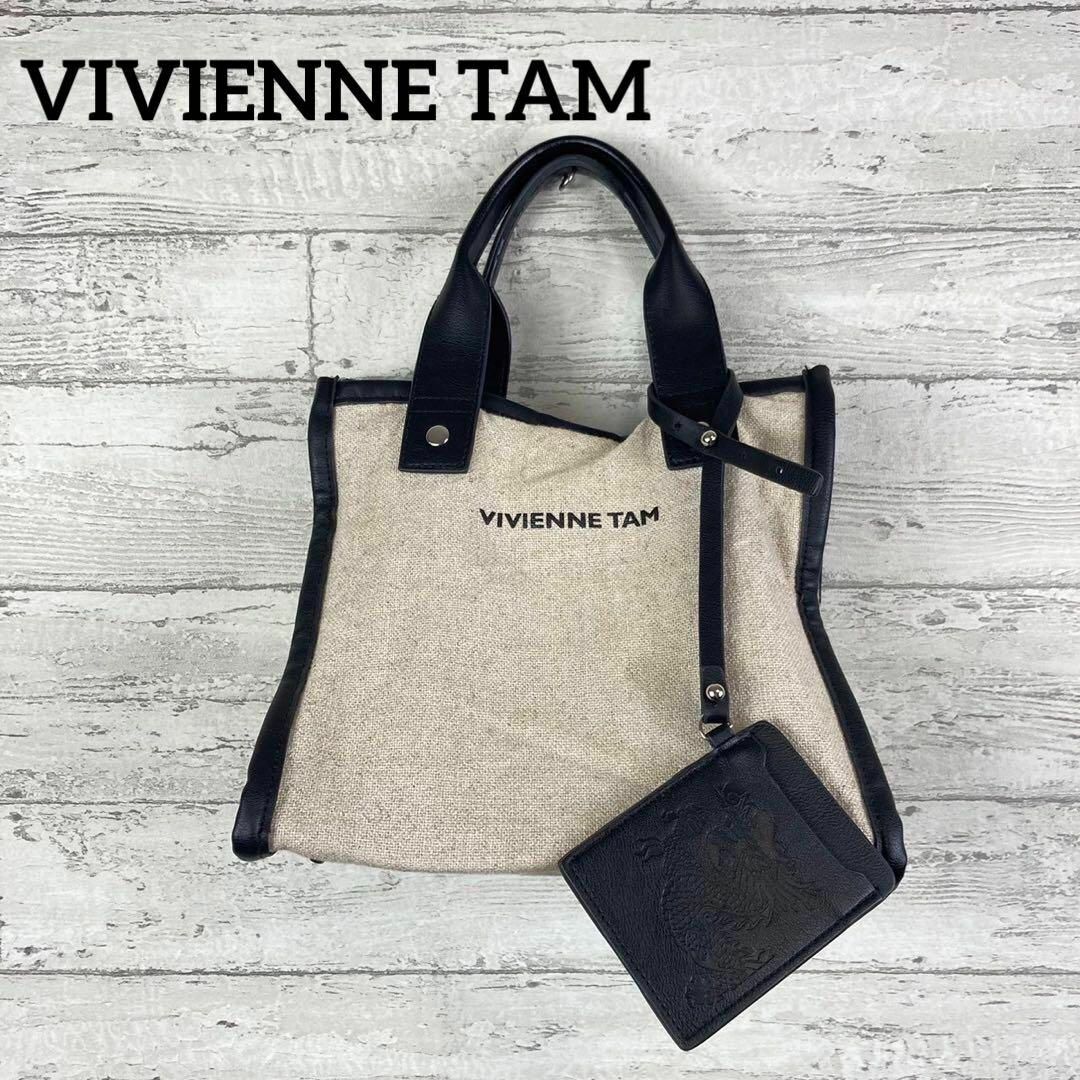 美品　VIVIENNE TAM ビビアンタム　ミニハンドバッグ　ロゴ入り麻バッグ | フリマアプリ ラクマ