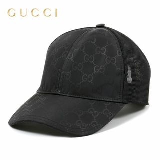 グッチ(Gucci)の送料無料 1 GUCCI グッチ ブラック GG ナイロン ベースボールキャップ メッシュキャップ 帽子 男女兼用 510950 4HD47 size XXL(キャップ)