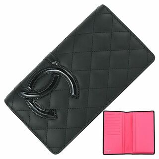シャネル(CHANEL)のシャネル 二つ折り 長財布 レディース カンボン ブラック ピンク 未使用 4122(財布)