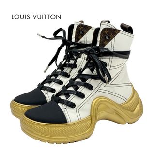 ルイヴィトン(LOUIS VUITTON)のルイヴィトン LOUIS VUITTON アークライトライン モノグラム スニーカー ハイカットスニーカー レザー ホワイト ブラック ゴールド(スニーカー)