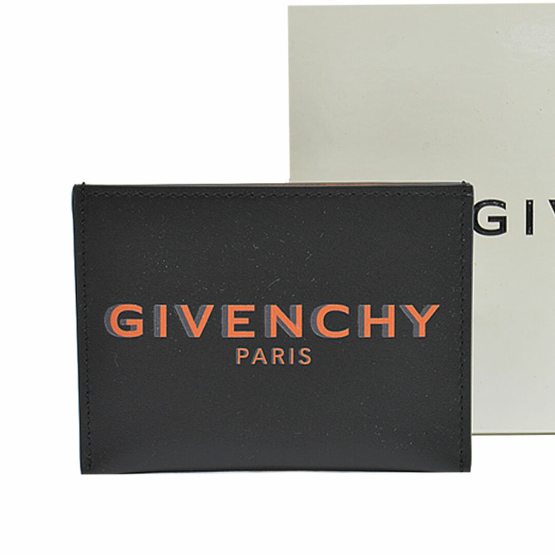 ジバンシィ GIVENCHY カードケース パスケース レザー ブラック×オレンジ メンズ 送料無料 r9229fカードポケットx3