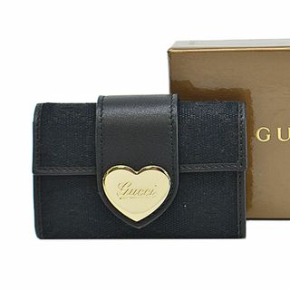 グッチ(Gucci)のグッチ GUCCI キーケース キーホルダー GG柄 キャンバス/レザー ブラック レディース 203551 送料無料【中古】 r9231f(キーケース/名刺入れ)