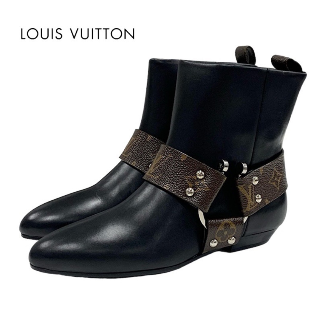 LOUIS VUITTON(ルイヴィトン)の未使用 ルイヴィトン LOUIS VUITTON ラプソディライン モノグラム ブーツ ショートブーツ アンクルブーツ レザー ブラック ブラウン レディースの靴/シューズ(ブーツ)の商品写真