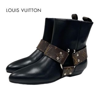 ルイヴィトン(LOUIS VUITTON)の未使用 ルイヴィトン LOUIS VUITTON ラプソディライン モノグラム ブーツ ショートブーツ アンクルブーツ レザー ブラック ブラウン(ブーツ)