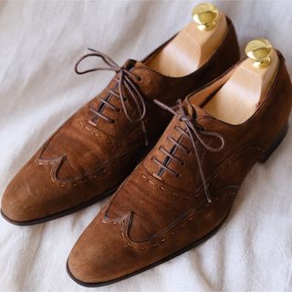 サントーニ(Santoni)のSANTONIサントーニ スエードステッチドウイングチップ　茶36(ローファー/革靴)