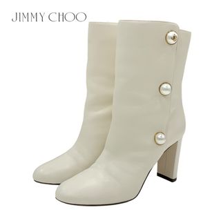 ジミーチュウ(JIMMY CHOO)のジミーチュウ JIMMY CHOO RINA 85 ブーツ ショートブーツ 靴 シューズ パール レザー アイボリー(ブーツ)