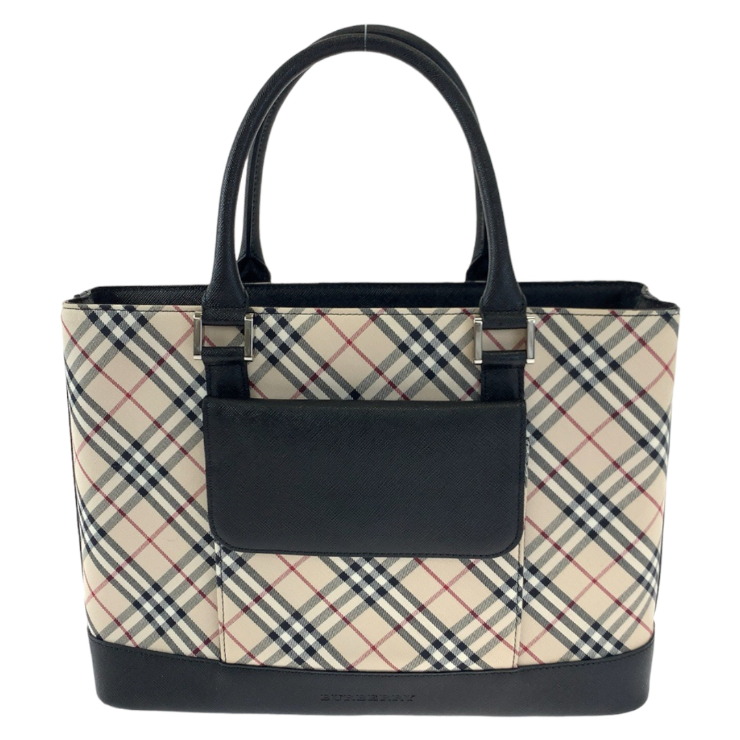 BURBERRY(バーバリー)の美品 BURBERRY バーバリー ノバチェック ベージュ ブラック 黒 キャンバス レザー トートバッグ ハンドバッグ レディース 404580 【中古】 レディースのバッグ(トートバッグ)の商品写真