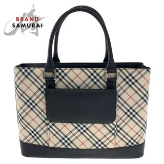 バーバリー(BURBERRY)の美品 BURBERRY バーバリー ノバチェック ベージュ ブラック 黒 キャンバス レザー トートバッグ ハンドバッグ レディース 404580 【中古】(トートバッグ)