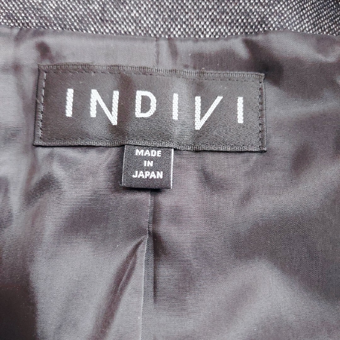 INDIVI - 極美品☆インディヴィ ノーカラージャケット 黒 48 5XL