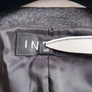 INDIVI - 極美品☆インディヴィ ノーカラージャケット 黒 48 5XL