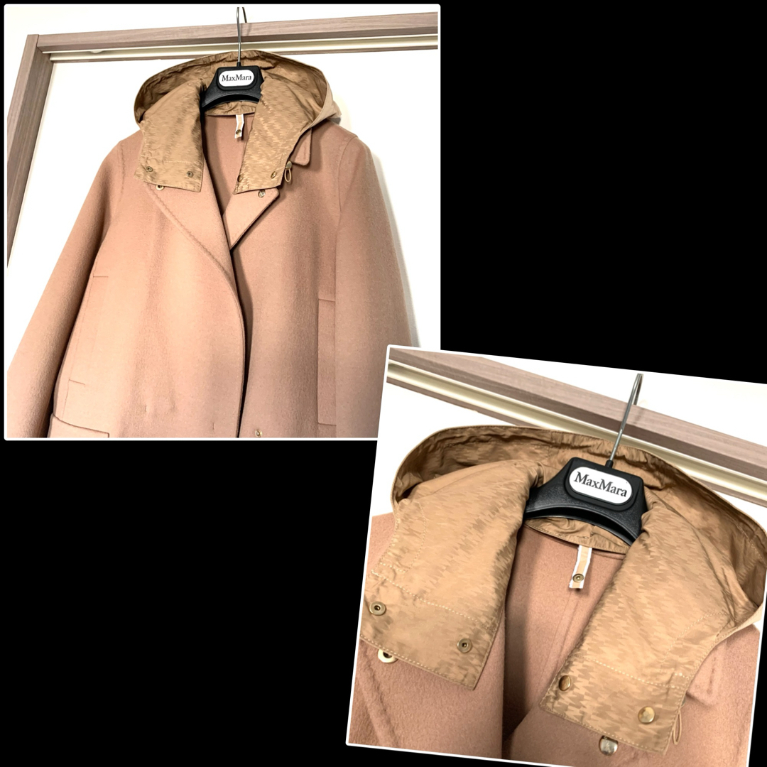 Max Mara(マックスマーラ)の新品同様‼️マックスマーラ 取り外せるフード付き ダブルフェイスハーフコート レディースのジャケット/アウター(ロングコート)の商品写真