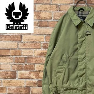 ベルスタッフ(BELSTAFF)のベルスタッフ　ヴィンテージ　ジップアップジャケット　グリーン　裏地チェック　M(ブルゾン)