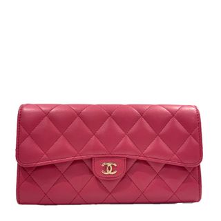 シャネル(CHANEL)のCHANEL マトラッセ ココマーク クラシック ロング フラップ 二つ折り 長財布 ラムスキン(財布)