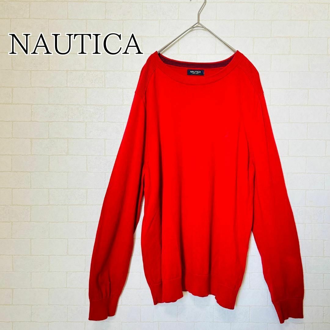 NAUTICA(ノーティカ)の【美品】NAUTICA ノーティカ ニット セーター 長袖 レッド L メンズのトップス(ニット/セーター)の商品写真