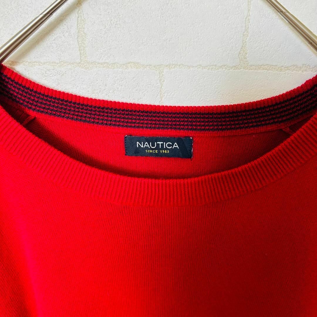 NAUTICA(ノーティカ)の【美品】NAUTICA ノーティカ ニット セーター 長袖 レッド L メンズのトップス(ニット/セーター)の商品写真