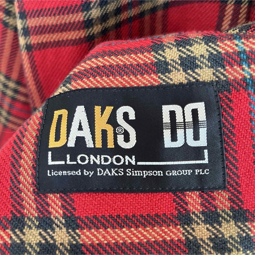 美品 DAKS 総柄シャツ 赤 ハウスチェック ウール カシミヤ混