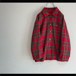 美品 DAKS 総柄シャツ 赤 ハウスチェック ウール カシミヤ混