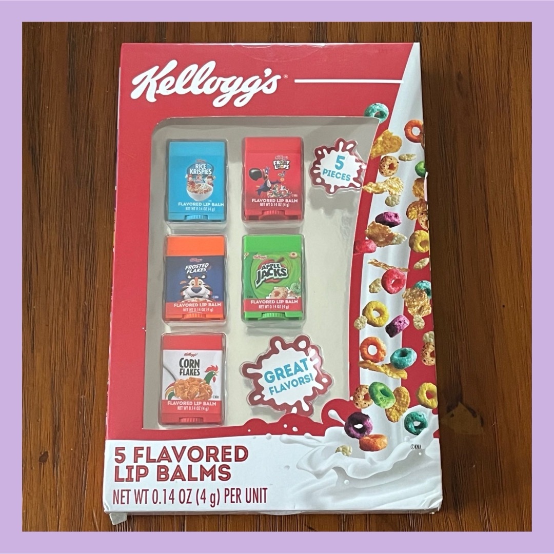 Kellogg's(ケロッグ)のKellogg's 5 flavored LIP BALMS リップバーム  インテリア/住まい/日用品の日用品/生活雑貨/旅行(その他)の商品写真