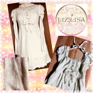 リズリサ(LIZ LISA)のリズリサ★美品★ビックリボン★起毛★ふわふわシャギーワンピース(ひざ丈ワンピース)