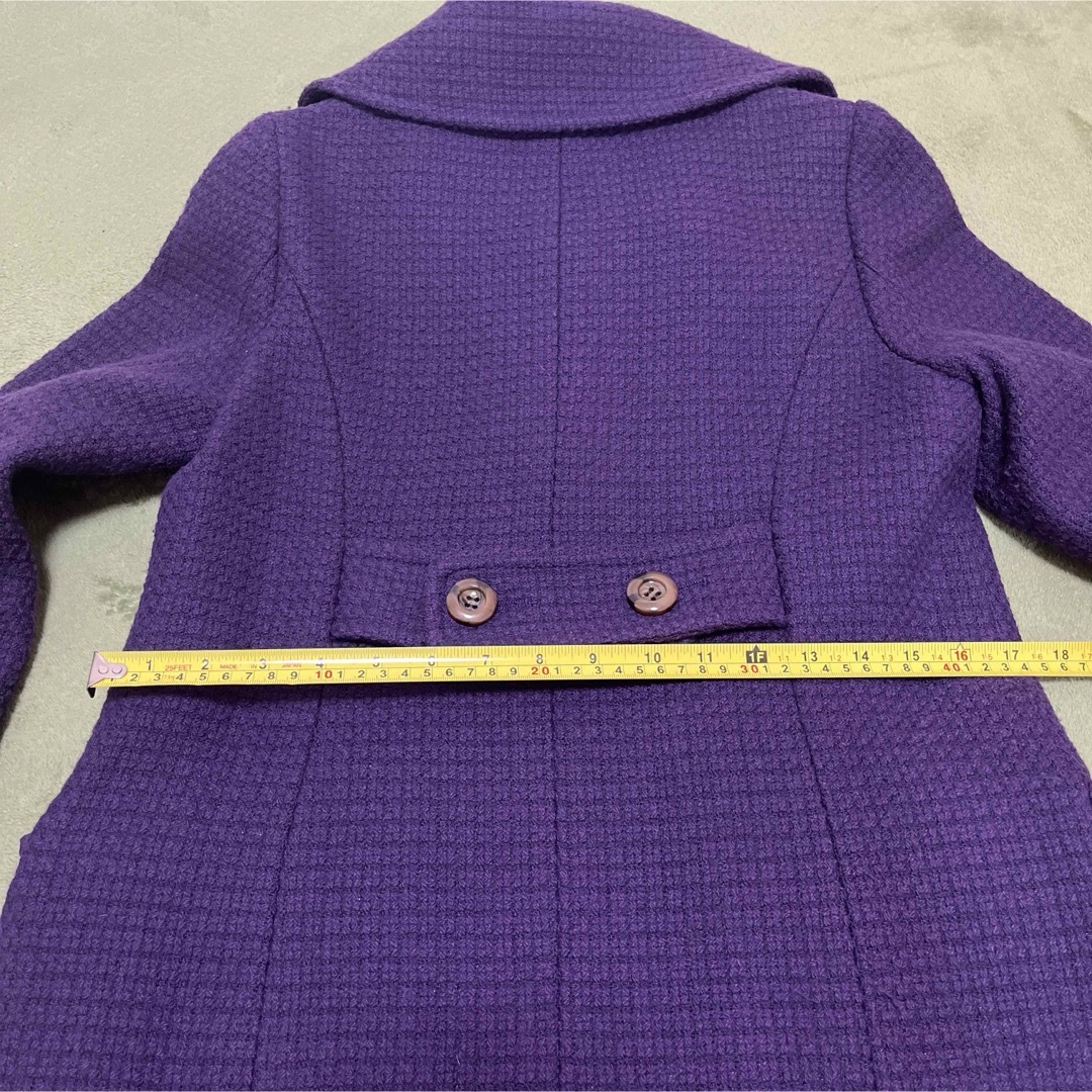 【中古美品】レディース ウールコート 紫色 パープル Mサイズ レディースのジャケット/アウター(チェスターコート)の商品写真