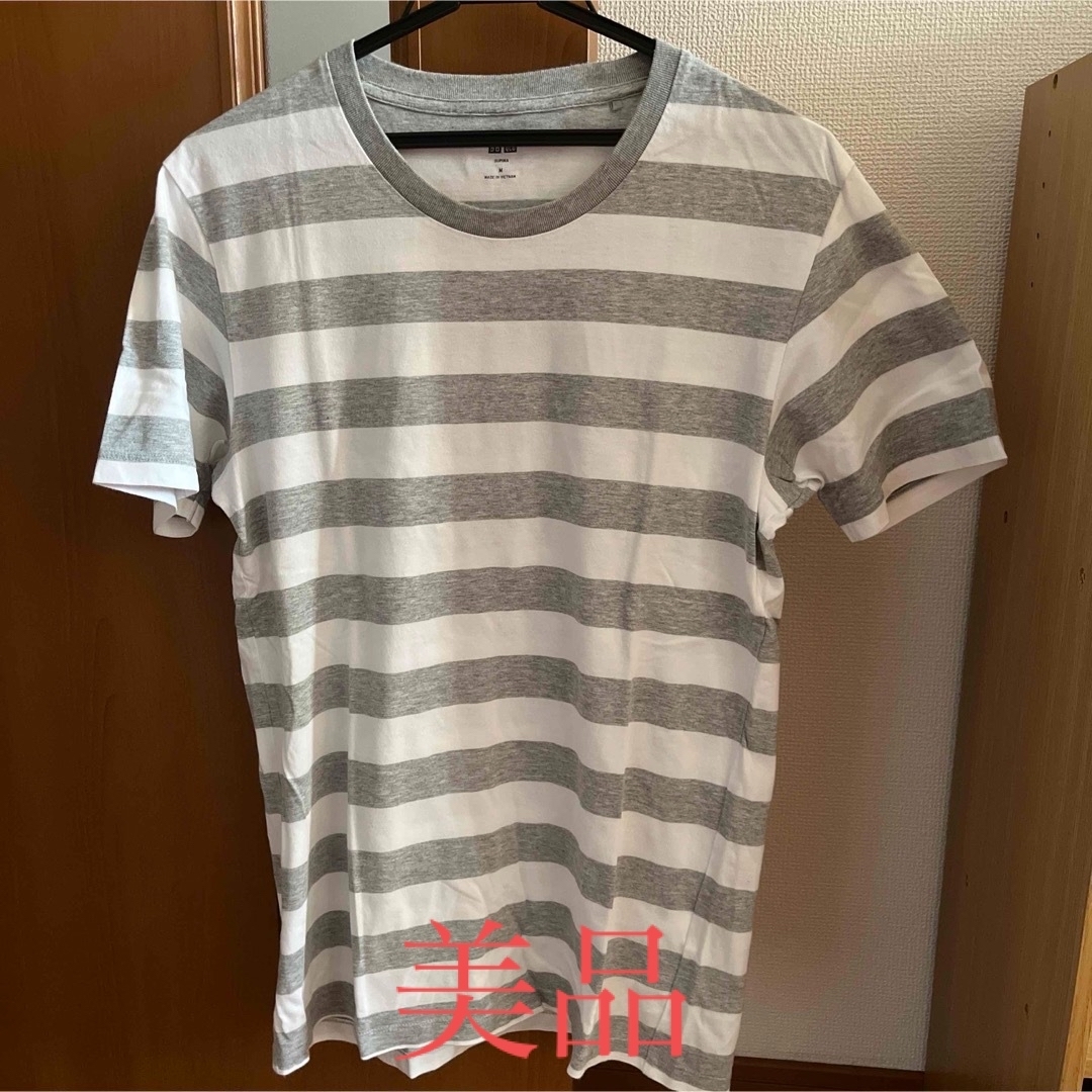 UNIQLO(ユニクロ)のUNIQLO　ユニクロ   スーピマコットンボーダーT（半袖）  Mサイズ メンズのトップス(Tシャツ/カットソー(半袖/袖なし))の商品写真