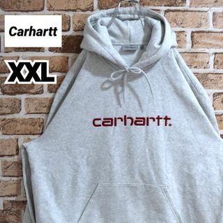 カーハート Carhartt ジップアップ スウェット パーカー 裏サーマル ロゴ パッチ 長袖 サイズ：L グレー