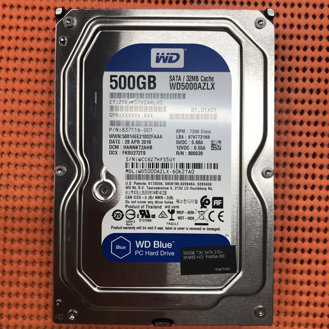 Western Digital(ウェスタンデジタル)の001☆WesternDigital 3.5インチHDD 500GB スマホ/家電/カメラのPC/タブレット(PCパーツ)の商品写真