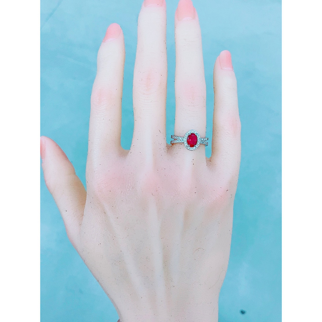 ★1.33ct★ビルマ産✨ピジョンブラッドルビー0.30ctダイヤリング指輪 レディースのアクセサリー(リング(指輪))の商品写真