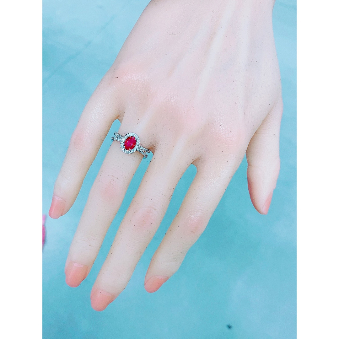 ★1.33ct★ビルマ産✨ピジョンブラッドルビー0.30ctダイヤリング指輪 レディースのアクセサリー(リング(指輪))の商品写真