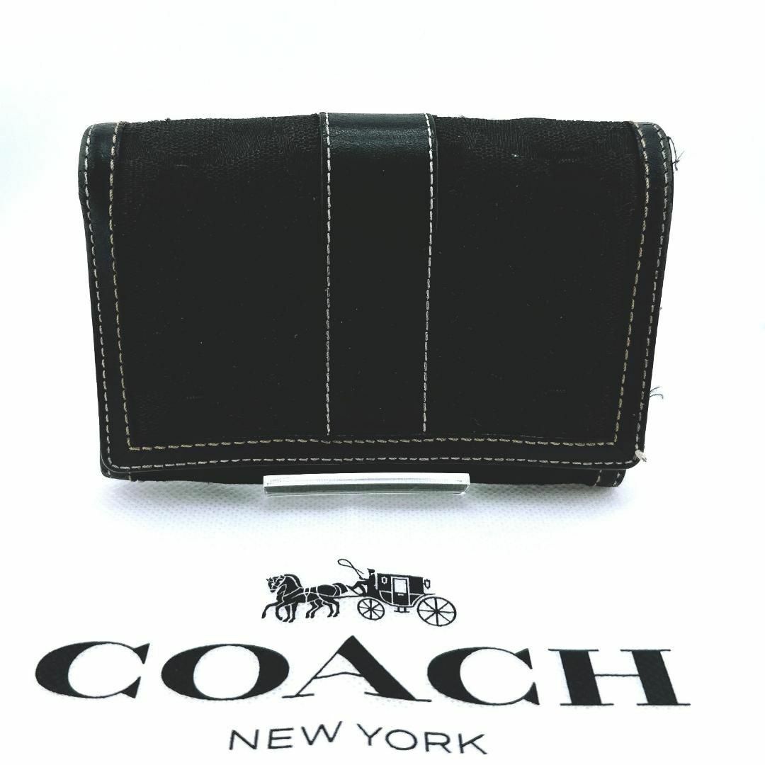 コーチCOACH⭐️商品名コーチ シグネチャー 二つ折り財布 L字ファスナー ブラック