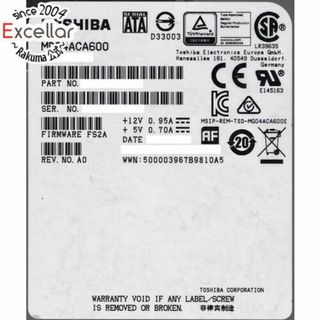 トウシバ(東芝)のTOSHIBA製HDD　MD04ACA600　6TB SATA600 7200(PC周辺機器)