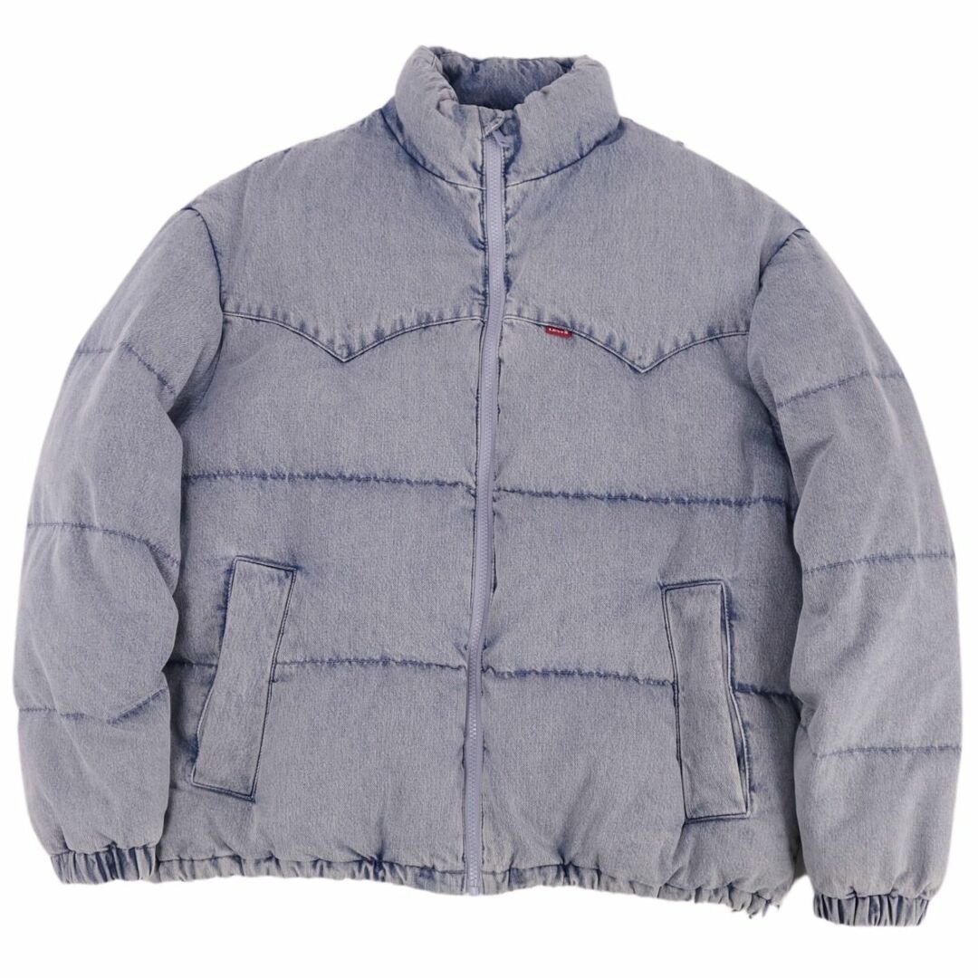 美品 リーバイス Levi's ジャケット ダウンジャケット デニム SUPER PUFFER JACKET 無地 アウター メンズ S インディゴブルー約59cm