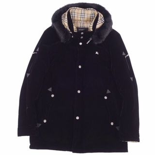 バーバリーブラックレーベル(BURBERRY BLACK LABEL)のバーバリー ブラックレーベル BURBERRY BLACK LABEL コート ダウンコート ラビットファー ベロア 裏チェック アウター メンズ M ブラック(その他)