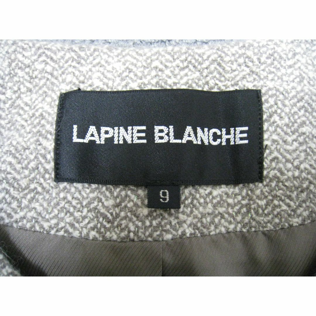 LAPINE BLANCHE(ラピーヌブランシュ)のラピーヌ ブランシュ◆ヘリンボーン ノーカラー コート レディース 9号 日本製 レディースのジャケット/アウター(その他)の商品写真