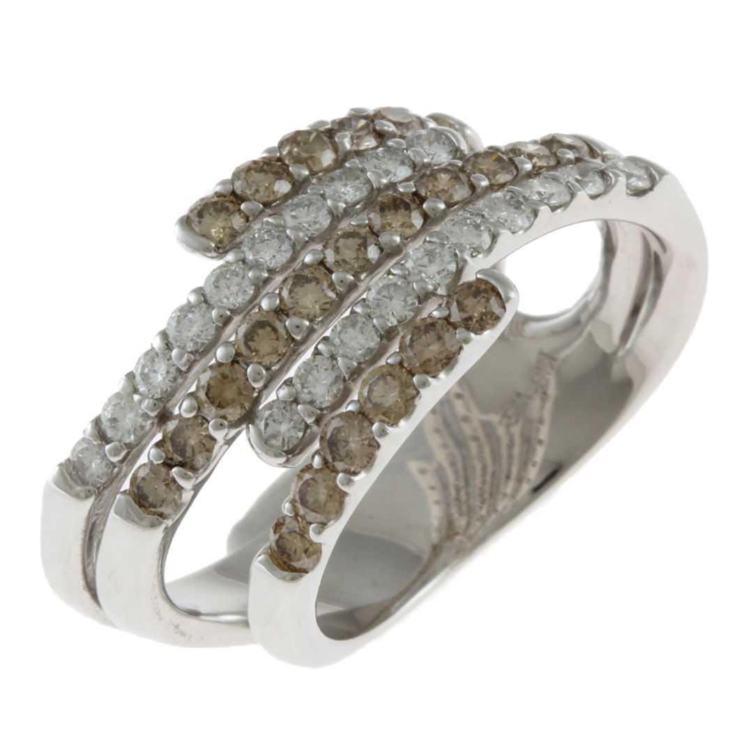 変形デザイン リング 指輪 15.5号 18金 K18ホワイトゴールド ダイヤモンド 1.80ct レディース 中古 レディースのアクセサリー(リング(指輪))の商品写真