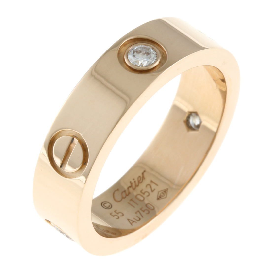 Cartier(カルティエ)のカルティエ CARTIER ラブリング ハーフダイヤモンド #55 リング 指輪 14.5号 18金 K18ピンクゴールド ダイヤモンド レディース 中古 レディースのアクセサリー(リング(指輪))の商品写真