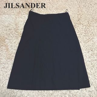 ジルサンダー(Jil Sander)の【美品】ジルサンダー　JILSANDER ひざ丈スカート　ブラック　ウール　36(ひざ丈スカート)