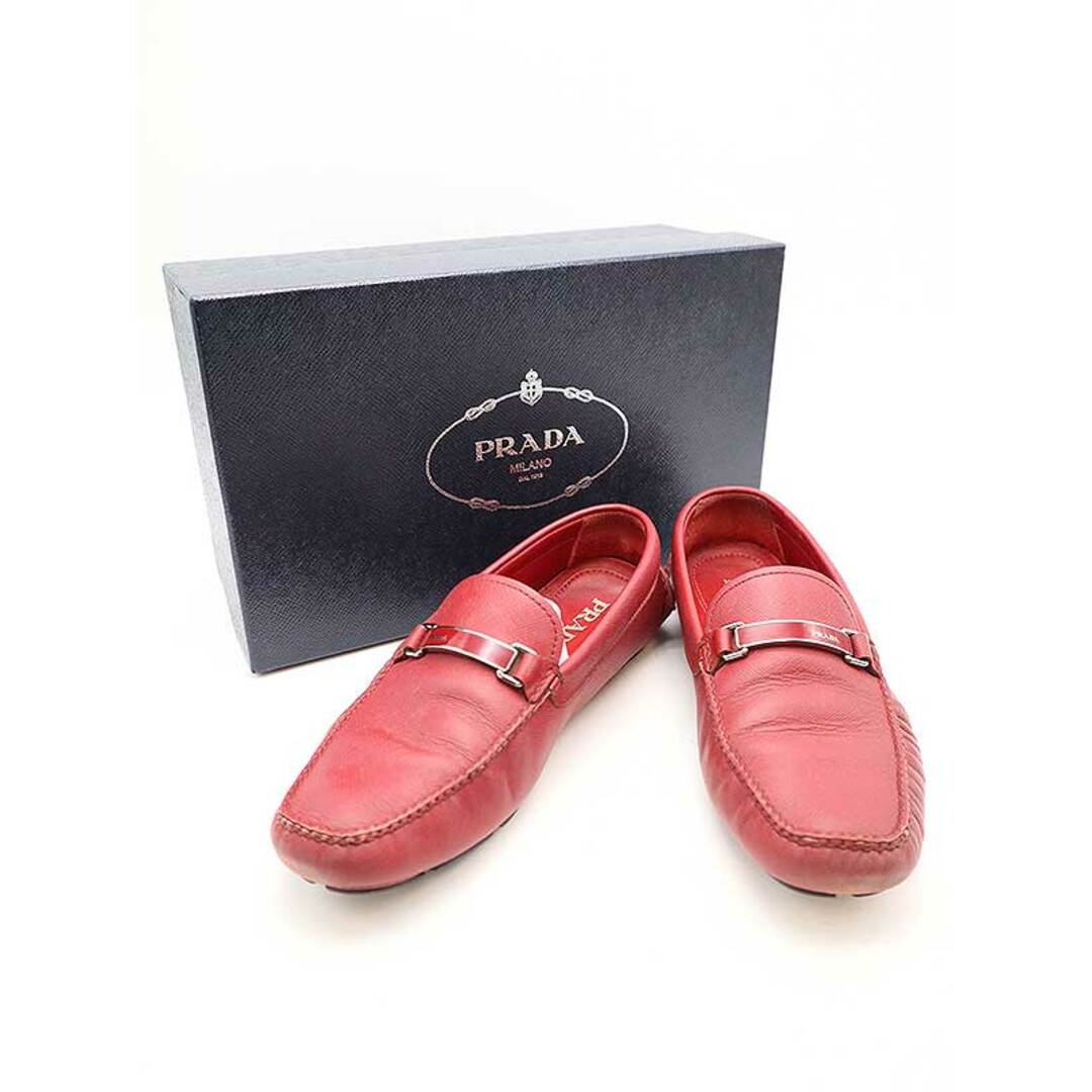 PRADA - PRADA プラダ サフィアーノレザードライビングシューズ レッド PRADA - PRADA プラダ サフィアーノレザードライビングシューズ レッド