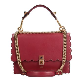 フェンディ(FENDI)のフェンディ FENDI キャナイ ショルダーバッグ レザー レッド レディース 中古(ショルダーバッグ)