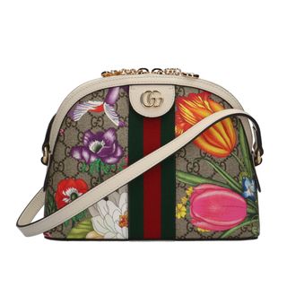 グッチ(Gucci)のグッチ GUCCI GGフローラ GGスプリーム ショルダーバッグ GGスプリームキャンバス ベージュ／エポニー レディース 中古(ショルダーバッグ)