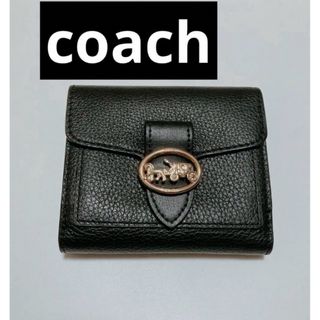 コーチ(COACH)のcoach コーチ　ジョージア　二つ折り財布 2つ折り財布　ブラック　ウォレット(財布)