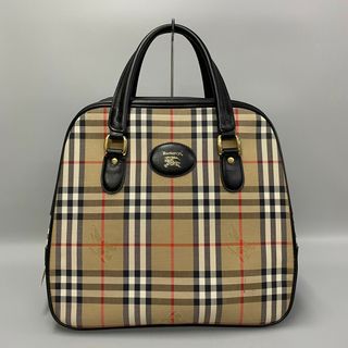 バーバリー(BURBERRY)の美品 BURBERRY バーバリー ノバチェック キャンバス レザー ハンドバッグ トートバッグ ボストンバッグ A4収納可能 ブラック 53093(ハンドバッグ)