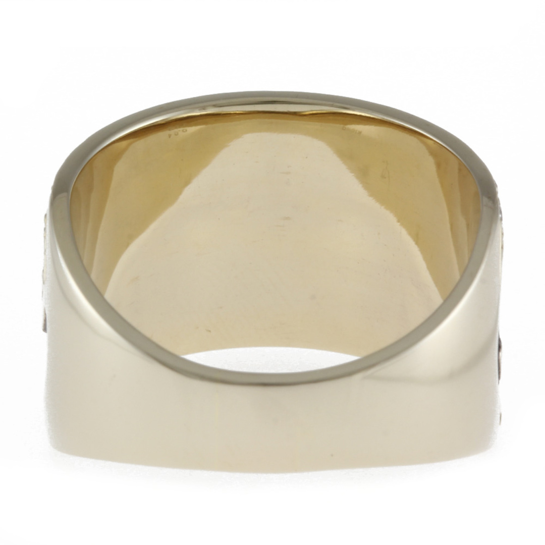 作家 石川義雄 フラワー いぶし加工 リング 指輪 18号 18金 K18イエローゴールド ダイヤモンド 0.32ct ブラックダイヤモンド 0.04ct レディース 中古 レディースのアクセサリー(リング(指輪))の商品写真