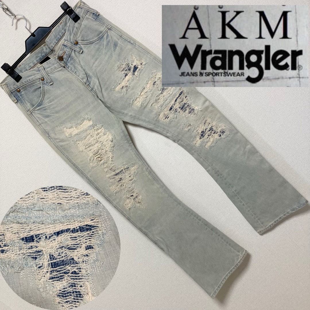 AKM(エイケイエム)の美品 コラボ■AKM Wrangler■刺し子 リメイク デニム ブーツカット メンズのパンツ(デニム/ジーンズ)の商品写真