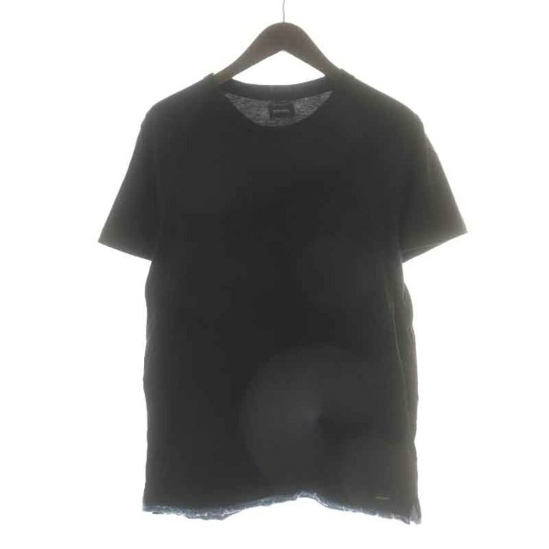 DIESEL(ディーゼル)のDIESEL Tシャツ カットソー 半袖 クルーネック デニム 切替 L 黒 紺 メンズのトップス(Tシャツ/カットソー(半袖/袖なし))の商品写真